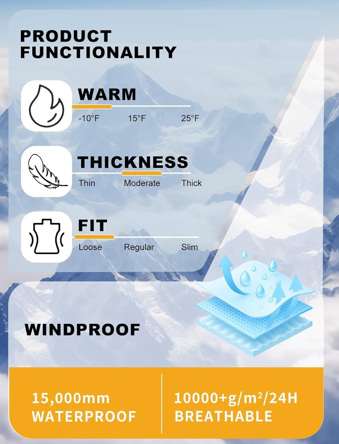 image:imageGSOU SNOW Men Women Snow Pants Baggy Snowboard Pant Ski Loose Waterproof Windproof Warm for WinterBlue