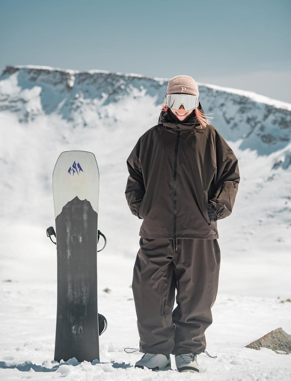 image:imageGSOU SNOW Mens Snow Pants Women Baggy Snowboard Pants Loose Fit Insulated Windproof Waterproof for Ski Hiking Winter OutdoorDark Coffee