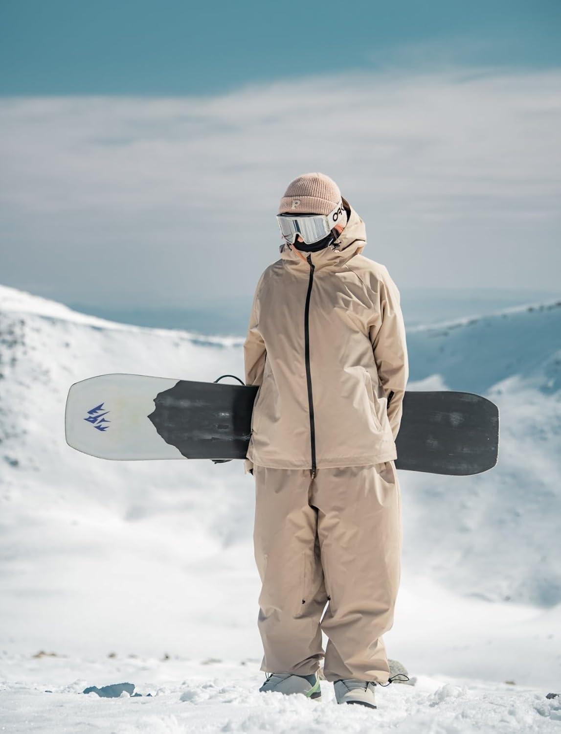 image:imageGSOU SNOW Mens Snow Pants Women Baggy Snowboard Pants Loose Fit Insulated Windproof Waterproof for Ski Hiking Winter OutdoorKhaki