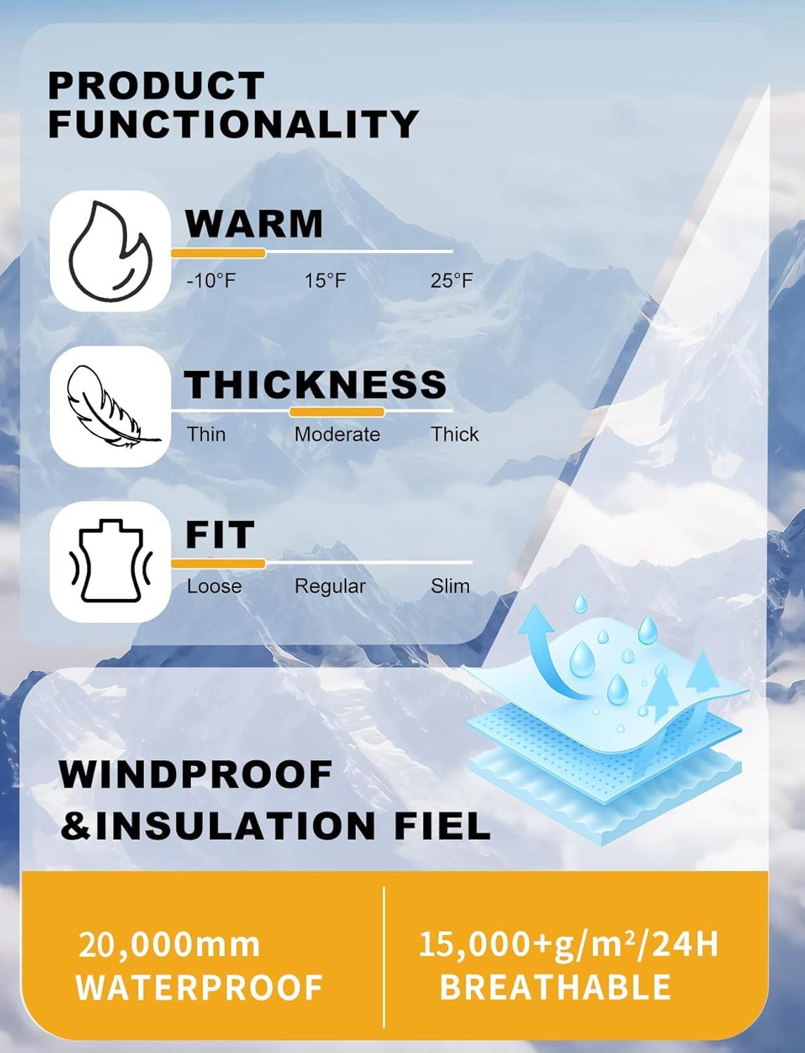 image:imageGSOU SNOW Mens Snowboard Pants Waterproof Women Baggy Ski Pants Reflective Stripe Insulated Winter Snow PantsBlack