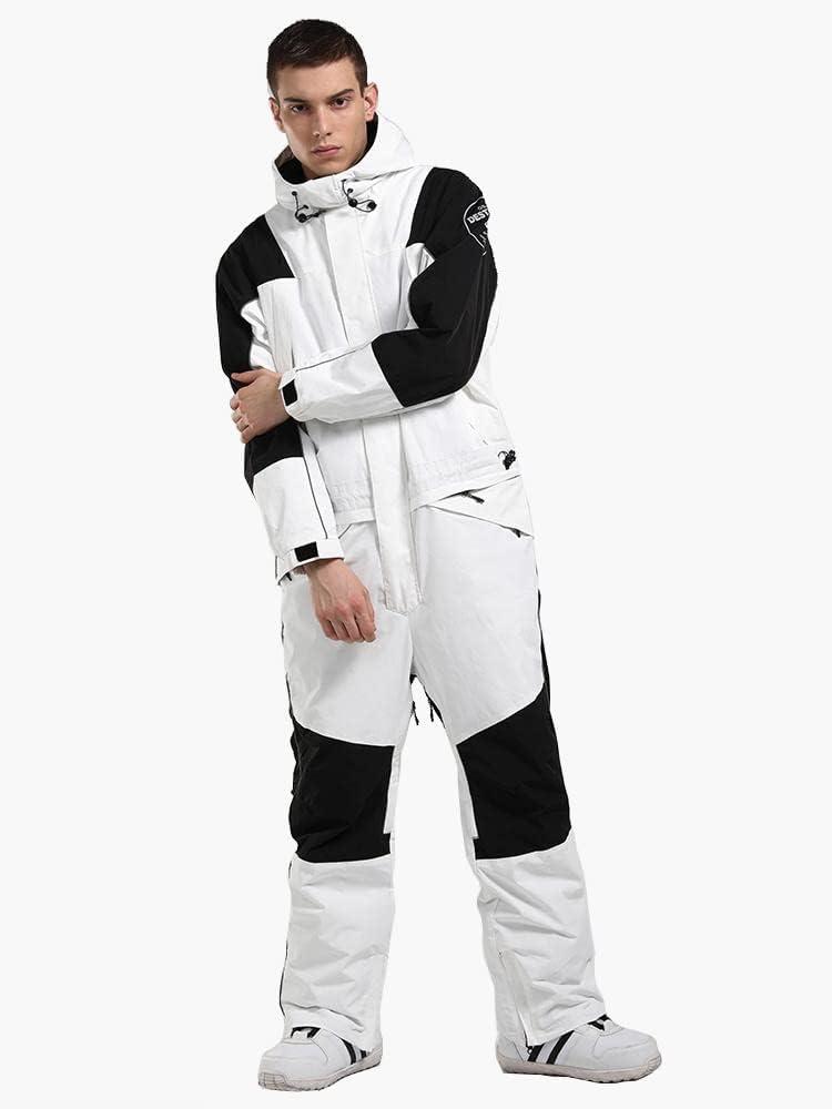 image:imageGSOU SNOW Ski Suits Women Men One Piece Snow Suits Waterproof Windproof Men Snowsuit Insulated Ski Jumpsuit for Snow SportsWhite 1