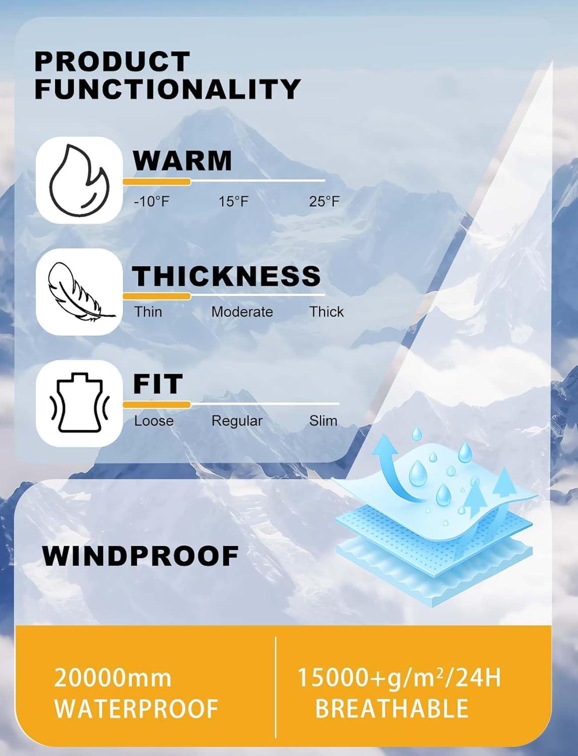 image:imageGSOU SNOW Women Men Ski Pants Snowboard Pants Super Baggy Snowboarding Loose Snow Sport Insulation Waterproof WindproofLight Blue