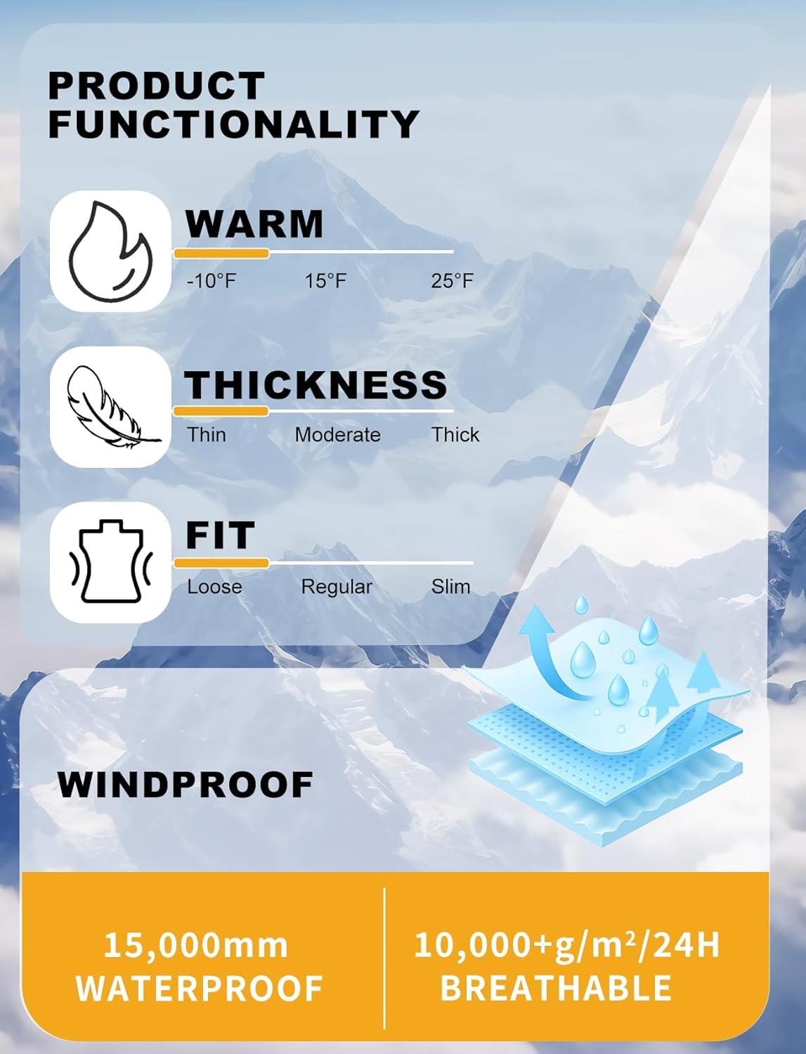 image:imageGSOU SNOW Womens Snowboard Jacket Baggy Ski Jackets Waterproof Snow Hooded Coat Windproof Mountain Winter Outdoor SportsGreen