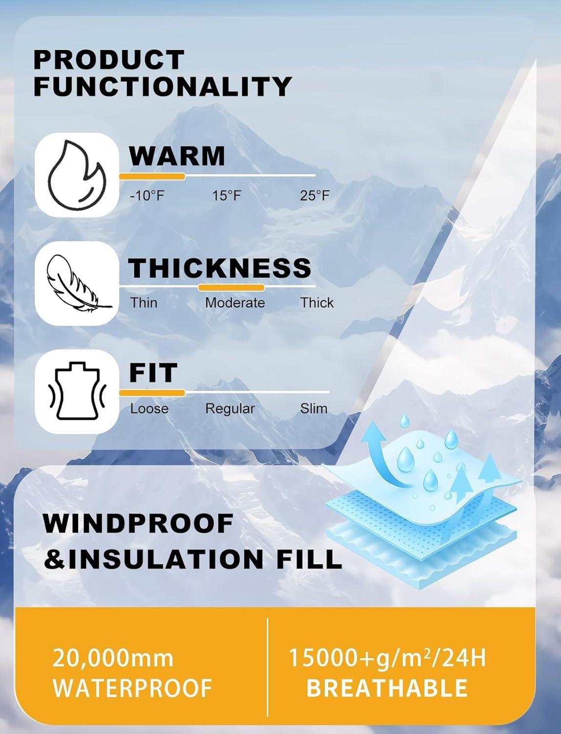 image:imageGSOU SNOW Womens Snowboard Jacket Baggy Ski Jackets Waterproof Snow Hooded Coat Windproof Mountain Winter Outdoor SportsRose