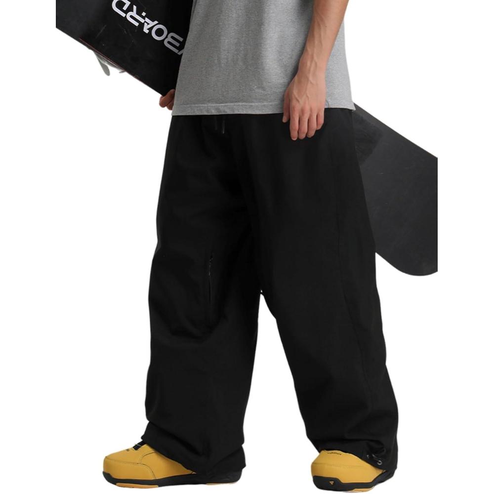 image:imageGSOU SNOW Men Women Snow Pants Baggy Snowboard Pant Ski Loose Waterproof Windproof Warm for WinterBlack