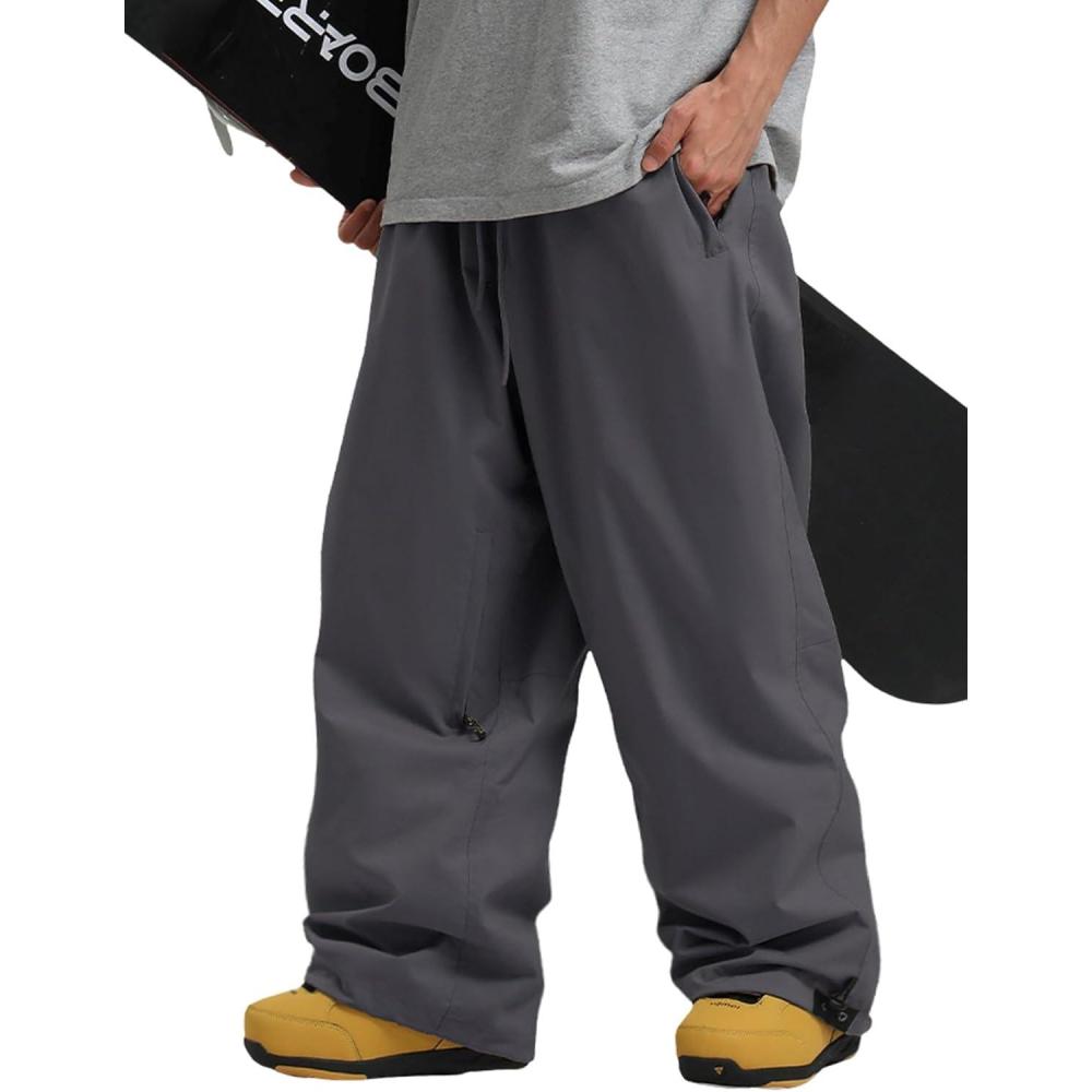 image:imageGSOU SNOW Men Women Snow Pants Baggy Snowboard Pant Ski Loose Waterproof Windproof Warm for WinterDark Grey