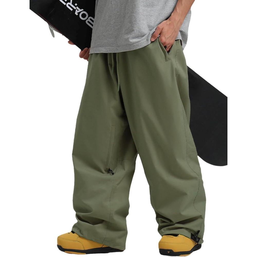 image:imageGSOU SNOW Men Women Snow Pants Baggy Snowboard Pant Ski Loose Waterproof Windproof Warm for WinterGreen