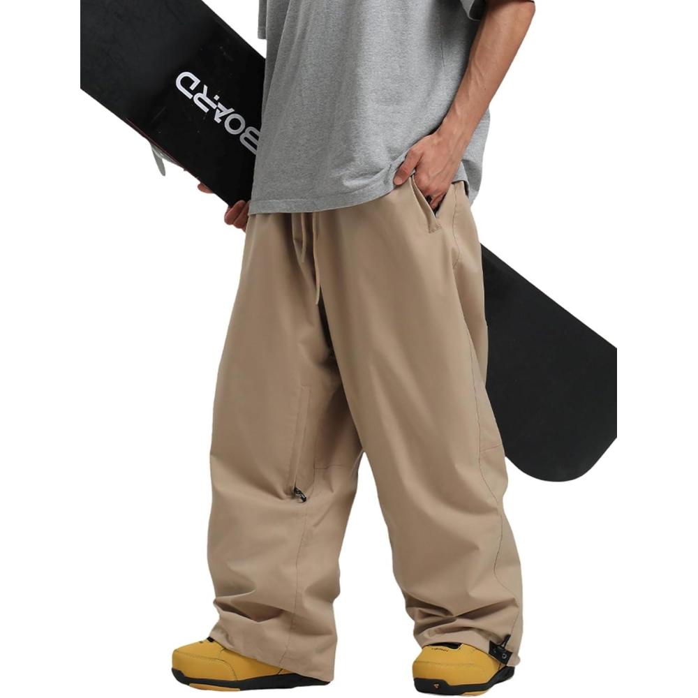 image:imageGSOU SNOW Men Women Snow Pants Baggy Snowboard Pant Ski Loose Waterproof Windproof Warm for WinterKhaki