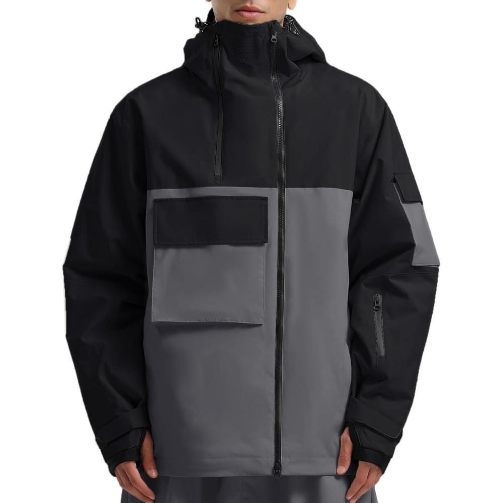 image:imageGSOU SNOW Mens Ski Jacket Baggy Snowboard Jacket Womens Insulated Snow Jacket Waterproof Windproof Loose Ski Coat for SkiingBlackdark Grey