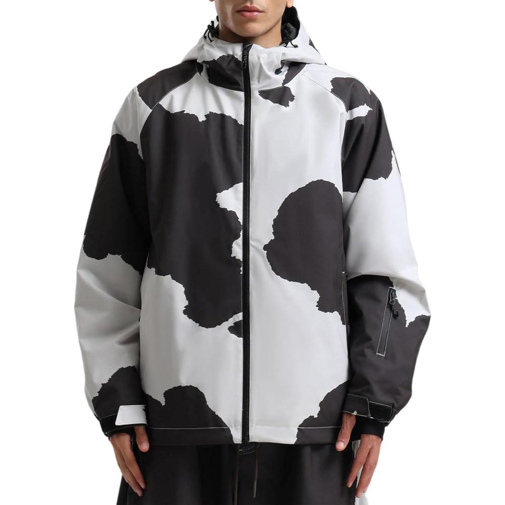 image:imageGSOU SNOW Mens Ski Jacket Baggy Snowboard Jacket Womens Insulated Snow Jacket Waterproof Windproof Loose Ski Coat for SkiingCow