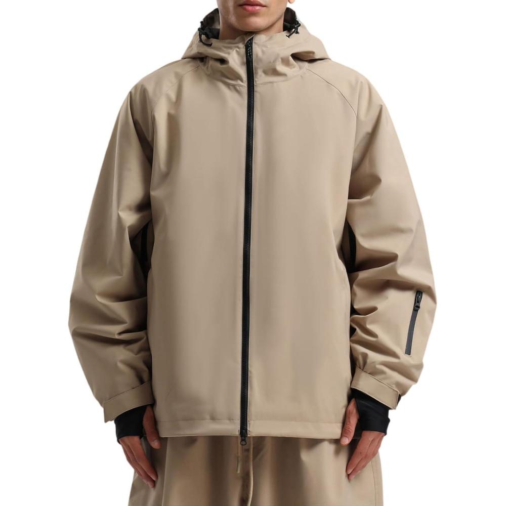 image:imageGSOU SNOW Mens Ski Jacket Baggy Snowboard Jacket Womens Insulated Snow Jacket Waterproof Windproof Loose Ski Coat for SkiingKhaki