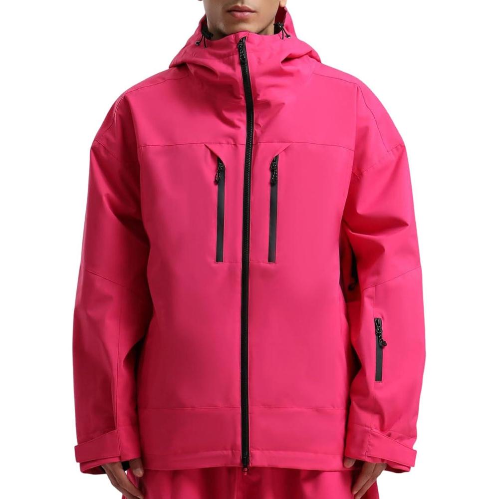 image:imageGSOU SNOW Mens Ski Jacket Baggy Snowboard Jacket Womens Insulated Snow Jacket Waterproof Windproof Loose Ski Coat for SkiingRose100