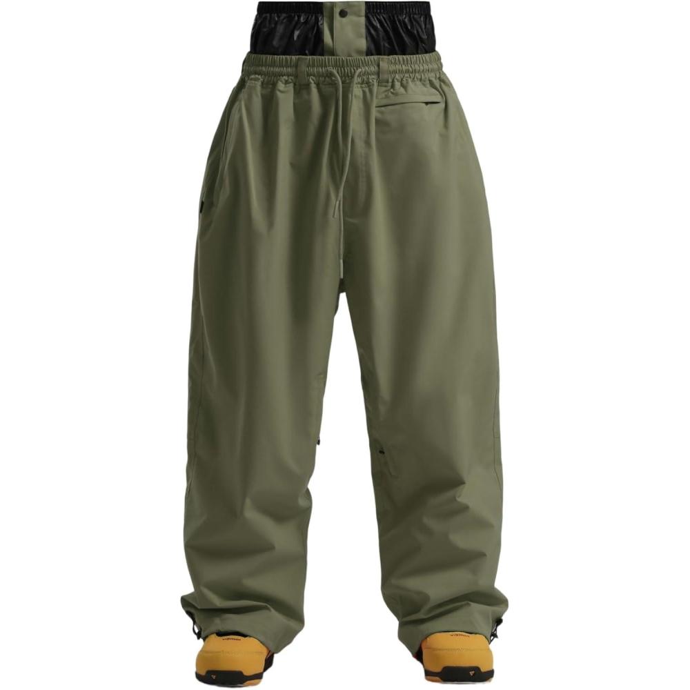 image:imageGSOU SNOW Mens Snow Pants Women Baggy Snowboard Pants Loose Fit Insulated Windproof Waterproof for Ski Hiking Winter OutdoorArmy Green