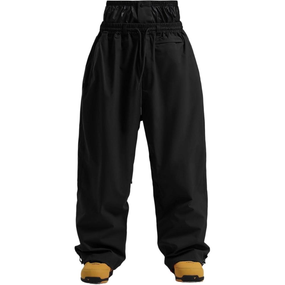 image:imageGSOU SNOW Mens Snow Pants Women Baggy Snowboard Pants Loose Fit Insulated Windproof Waterproof for Ski Hiking Winter OutdoorBlack