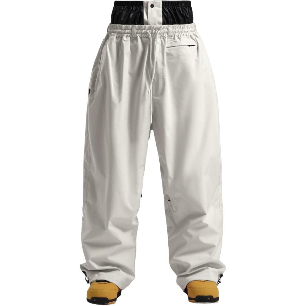 image:imageGSOU SNOW Mens Snow Pants Women Baggy Snowboard Pants Loose Fit Insulated Windproof Waterproof for Ski Hiking Winter OutdoorOffwhite