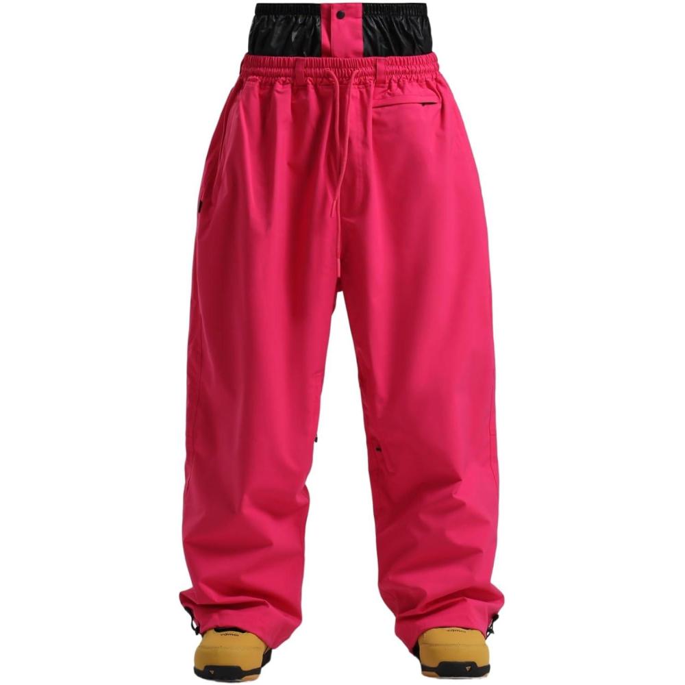 image:imageGSOU SNOW Mens Snow Pants Women Baggy Snowboard Pants Loose Fit Insulated Windproof Waterproof for Ski Hiking Winter OutdoorRose Red