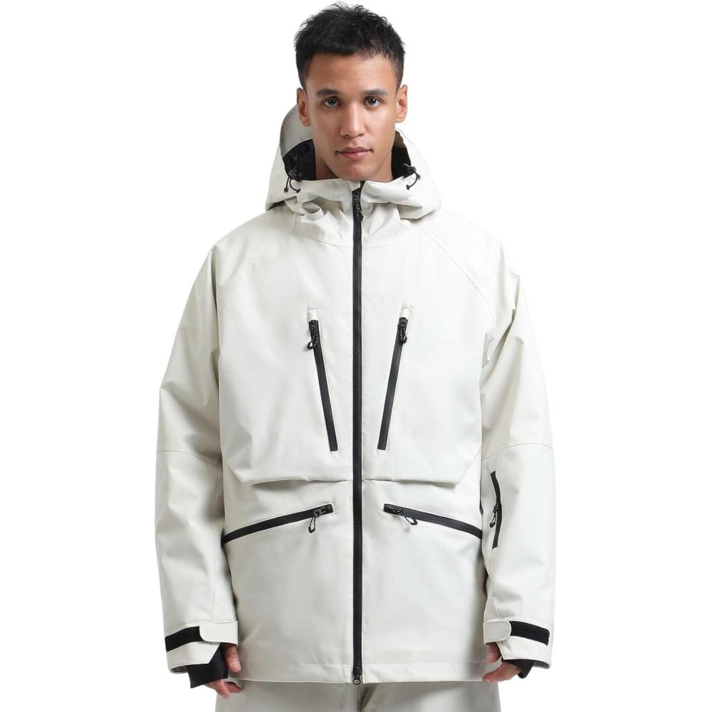image:imageGSOU SNOW Snowboard Jacket Womens Ski Jacket Mens Snow Coat Baggy Waterproof Insulated Winter Hooded Mountain CoatsBeige