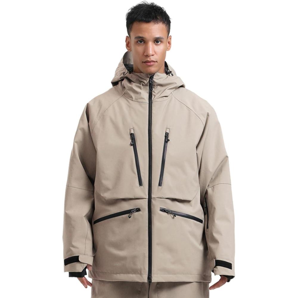 image:imageGSOU SNOW Snowboard Jacket Womens Ski Jacket Mens Snow Coat Baggy Waterproof Insulated Winter Hooded Mountain CoatsCaramel