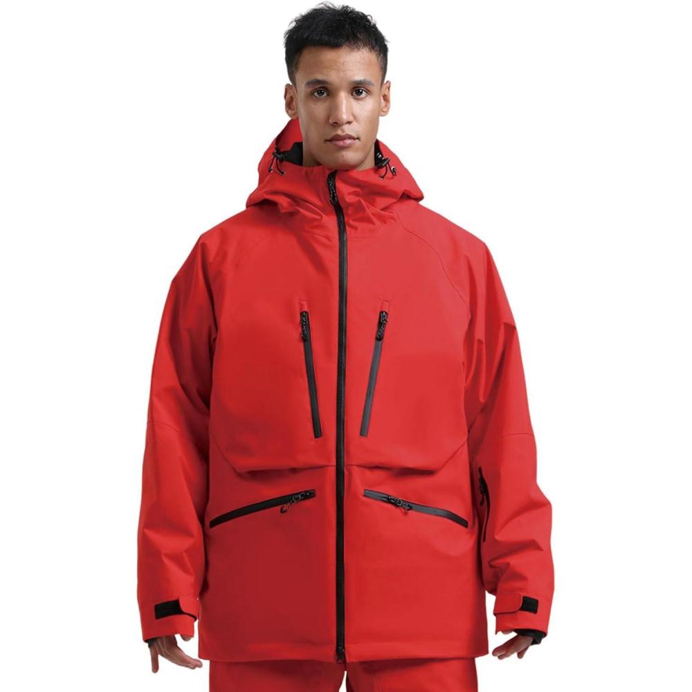 image:imageGSOU SNOW Snowboard Jacket Womens Ski Jacket Mens Snow Coat Baggy Waterproof Insulated Winter Hooded Mountain CoatsRed