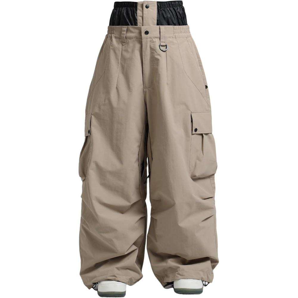 image:imageGSOU SNOW Women Men Ski Pants Snowboard Pants Super Baggy Snowboarding Loose Snow Sport Insulation Waterproof WindproofKhaki