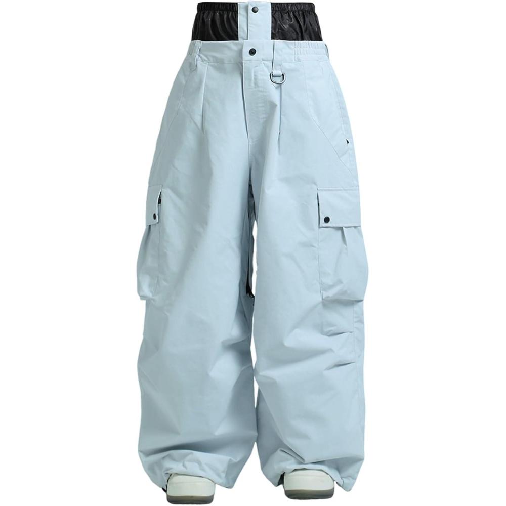 image:imageGSOU SNOW Women Men Ski Pants Snowboard Pants Super Baggy Snowboarding Loose Snow Sport Insulation Waterproof WindproofLight Blue