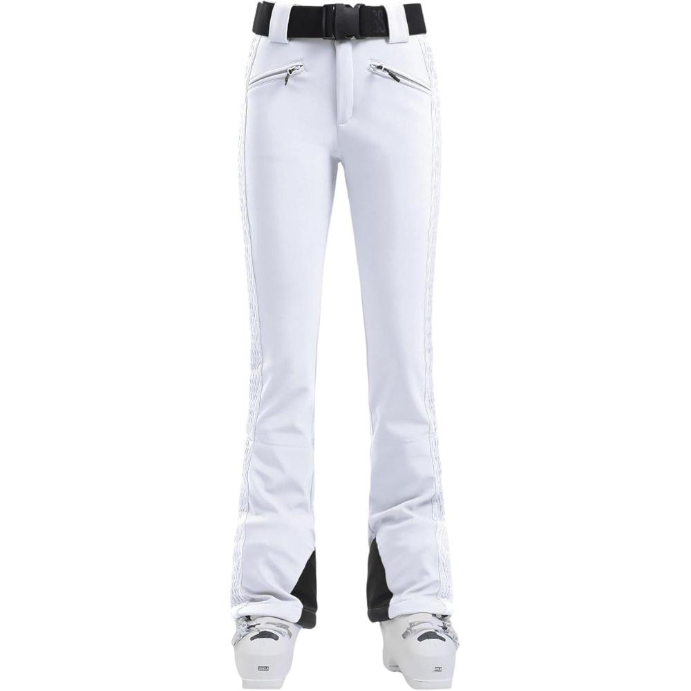 image:imageGSOU SNOW Womens Ski Pants Slim Fit Waterproof Insulated Snow Pants Flared Winter Outdoor Hiking WarmWhite