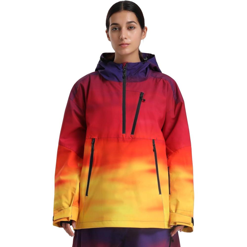 image:imageGSOU SNOW Womens Snowboard Jacket Baggy Ski Jackets Waterproof Snow Hooded Coat Windproof Mountain Winter Outdoor SportsYellow