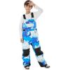 GSOU SNOW Kids Snow Bibs Boys Girls Ski Bib Snowboard Pants Insulated Waterproof Winter Overalls(3-16Years)(Blue Tie-dye)