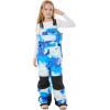 GSOU SNOW Kids Snow Bibs Boys Girls Ski Bib Snowboard Pants Insulated Waterproof Winter Overalls(3-16Years)(Blue Tie-dye)