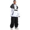 GSOU SNOW Men Ski Jacket Snowboard Snow Coat Warm Winter Waterproof Mountain Hooded(Black White)