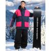 GSOU SNOW Men Ski Jacket Snowboard Snow Coat Warm Winter Waterproof Mountain Hooded(Navy Blue Rose)