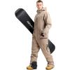 GSOU SNOW Men Ski Suit One Piece Snowsuit Snowboard Jumpsuit Jacket Pant Set Insulated Windproof Outwear Winter(Khaki)