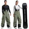 GSOU SNOW Men Snow Bibs Women Baggy Ski Pants Snowboard Overall Insulated Waterproof Windproof Warm Winter(Army Green)