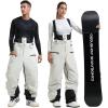 GSOU SNOW Men Snow Bibs Women Baggy Ski Pants Snowboard Overall Insulated Waterproof Windproof Warm Winter(Beige)