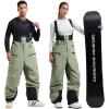 GSOU SNOW Men Snow Bibs Women Baggy Ski Pants Snowboard Overall Insulated Waterproof Windproof Warm Winter(Green)