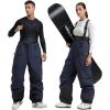 GSOU SNOW Men Snow Bibs Women Baggy Ski Pants Snowboard Overall Insulated Waterproof Windproof Warm Winter(Navy)