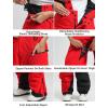 GSOU SNOW Men Snow Bibs Women Baggy Ski Pants Snowboard Overall Insulated Waterproof Windproof Warm Winter(Red)