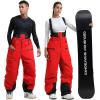GSOU SNOW Men Snow Bibs Women Baggy Ski Pants Snowboard Overall Insulated Waterproof Windproof Warm Winter(Red)