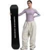 GSOU SNOW Men Women Snow Pants Baggy Snowboard Pant Ski Loose Waterproof Windproof Warm for Winter(Beige)