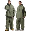 GSOU SNOW Mens Ski Jacket Baggy Snowboard Jacket Womens Insulated Snow Jacket Waterproof Windproof Loose Ski Coat for Skiing(Army Green)