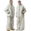 GSOU SNOW Mens Ski Jacket Baggy Snowboard Jacket Womens Insulated Snow Jacket Waterproof Windproof Loose Ski Coat for Skiing(Beige)