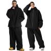 GSOU SNOW Mens Ski Jacket Baggy Snowboard Jacket Womens Insulated Snow Jacket Waterproof Windproof Loose Ski Coat for Skiing(Black)