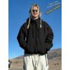 GSOU SNOW Mens Ski Jacket Baggy Snowboard Jacket Womens Insulated Snow Jacket Waterproof Windproof Loose Ski Coat for Skiing(Black-100)