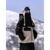 GSOU SNOW Mens Ski Jacket Baggy Snowboard Jacket Womens Insulated Snow Jacket Waterproof Windproof Loose Ski Coat for Skiing(Black+khaki)
