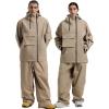 GSOU SNOW Mens Ski Jacket Baggy Snowboard Jacket Womens Insulated Snow Jacket Waterproof Windproof Loose Ski Coat for Skiing(Brown-1)