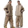 GSOU SNOW Mens Ski Jacket Baggy Snowboard Jacket Womens Insulated Snow Jacket Waterproof Windproof Loose Ski Coat for Skiing(Khaki)