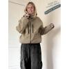 GSOU SNOW Mens Ski Jacket Baggy Snowboard Jacket Womens Insulated Snow Jacket Waterproof Windproof Loose Ski Coat for Skiing(Khaki-100)