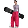 GSOU SNOW Mens Snow Pants Women Baggy Snowboard Pants Loose Fit Insulated Windproof Waterproof for Ski Hiking Winter Outdoor(Rose Red)