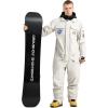 GSOU SNOW Ski Suits Women Men One Piece Snow Suits Waterproof Windproof Men Snowsuit Insulated Ski Jumpsuit for Snow Sports(Beige)