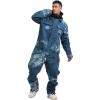 GSOU SNOW Ski Suits Women Men One Piece Snow Suits Waterproof Windproof Men Snowsuit Insulated Ski Jumpsuit for Snow Sports(Blue White)